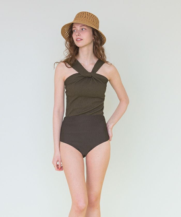 ツイストノースリーブハイウエストビキニ/セット水着【SEADRESS
