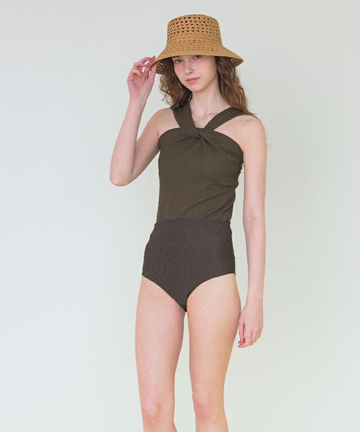 ツイストノースリーブハイウエストビキニ/セット水着【SEADRESS