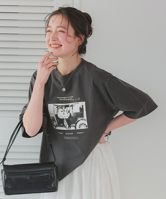 オーバーサイズピグメントフォトプリントTシャツ【メール便可／100