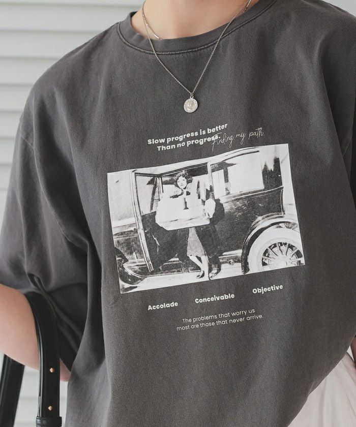 オーバーサイズピグメントフォトプリントTシャツ【メール便可／100