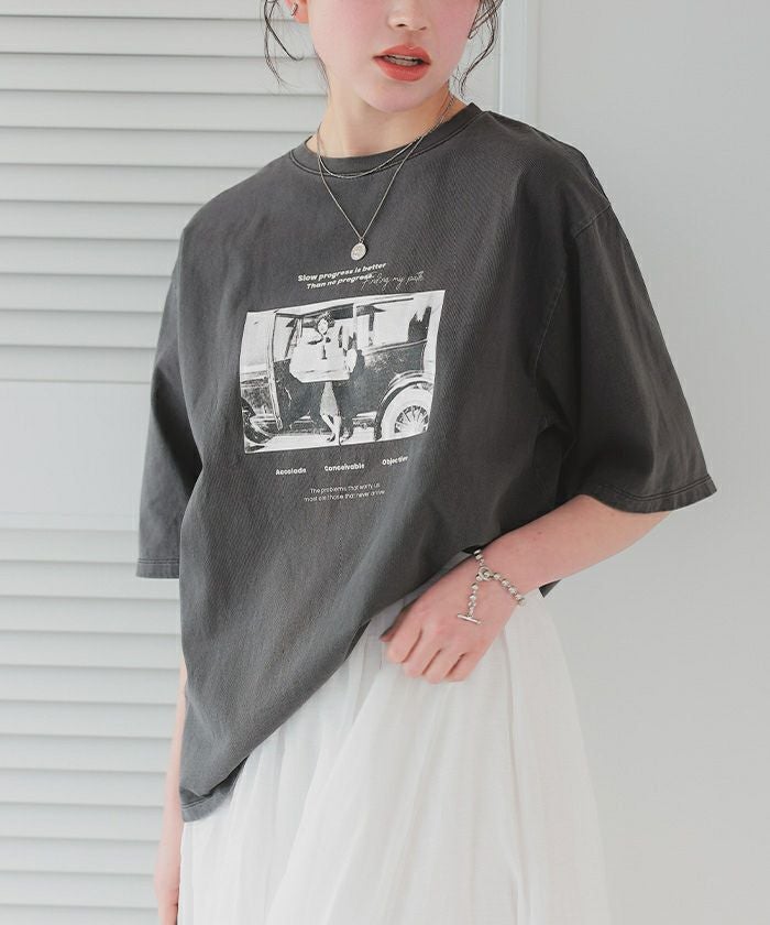オーバーサイズピグメントフォトプリントTシャツ【メール便可／100