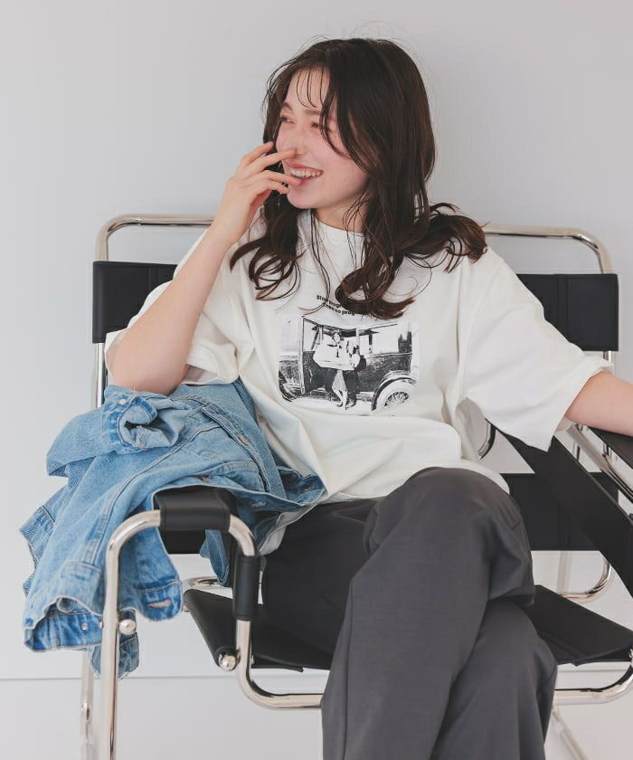 オーバーサイズピグメントフォトプリントTシャツ【メール便可／100