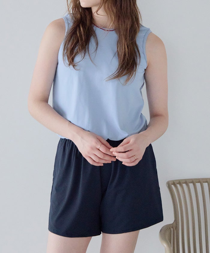 美品＊OSKLENオールインワン　ブルー　ノースリーブ バックリボンノースリーブオールインワン/水着【SEADRESS シードレス