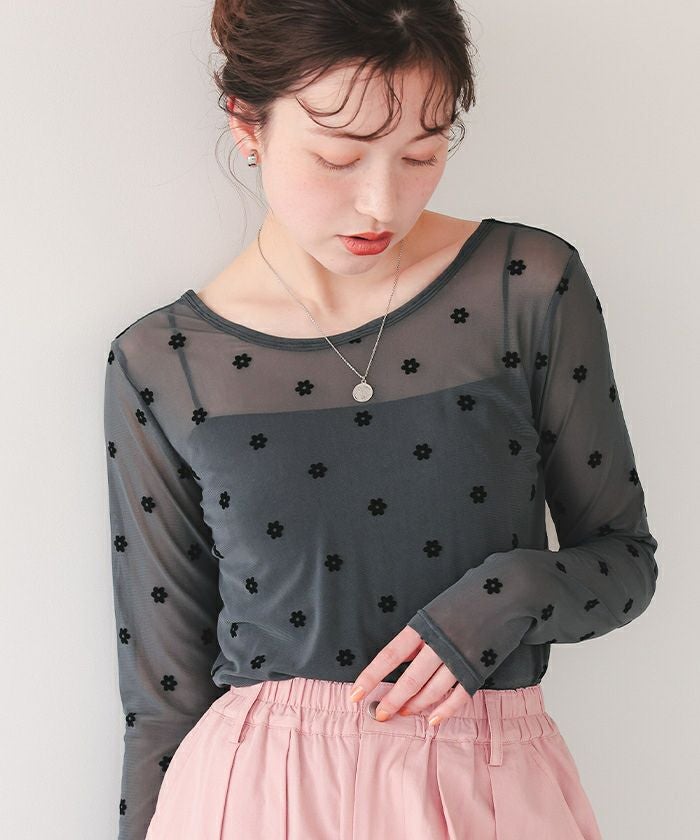 シアーフラワートップス pleats sheer top～ﾌﾟﾘｰﾂｼｱｰﾄｯﾌﾟ | flower／フラワー公式通販