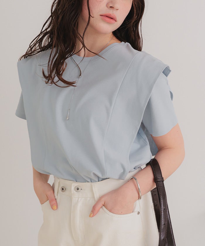 汗染み防止ラッフルスリーブTシャツ【メール便可／100】 | titivate
