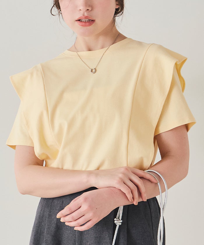 汗染み防止ラッフルスリーブTシャツ【メール便可／100】 | titivate