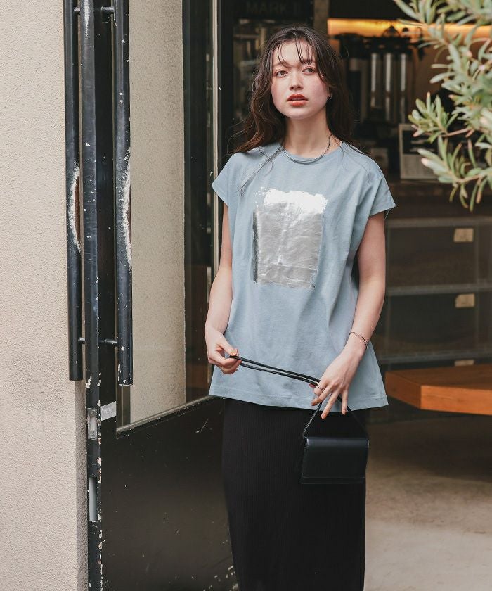 箔プリントフレンチスリーブTシャツ【メール便可／90】 | titivate