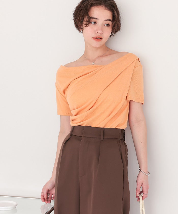 オフショルダーハーフスリーブTシャツ【メール便可／90】 | titivate