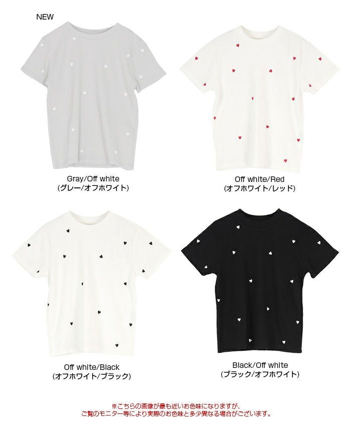 ハート柄刺繍Tシャツ【メール便可／90】 | titivate