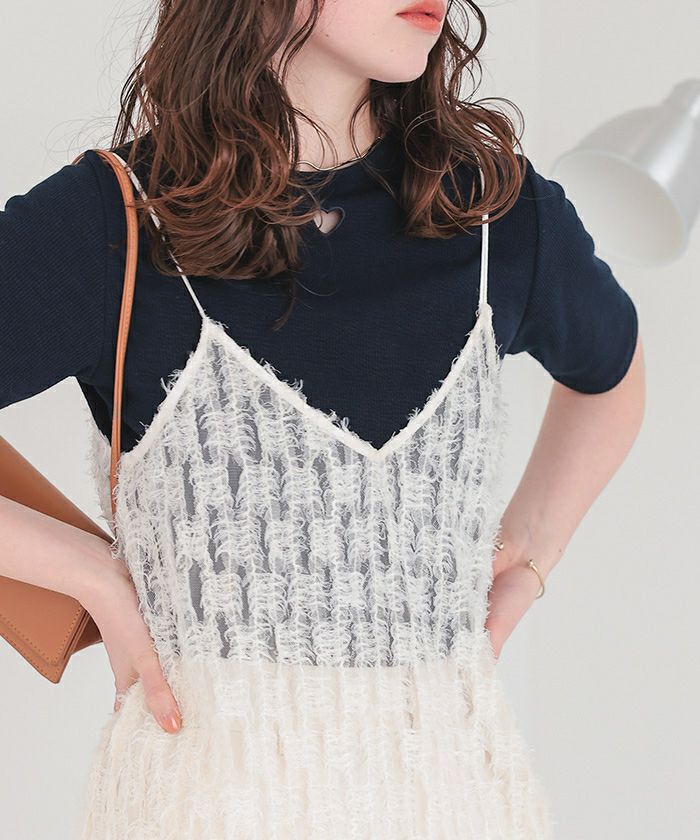 ハートカット刺繍前後2wayハーフスリーブTシャツ【メール便可／100