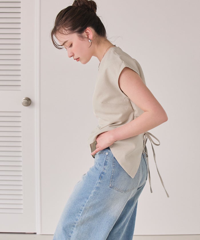 完売　セブンテン　バックリボン　トップス バックリボントップス(グリーンストライプ) - seventen