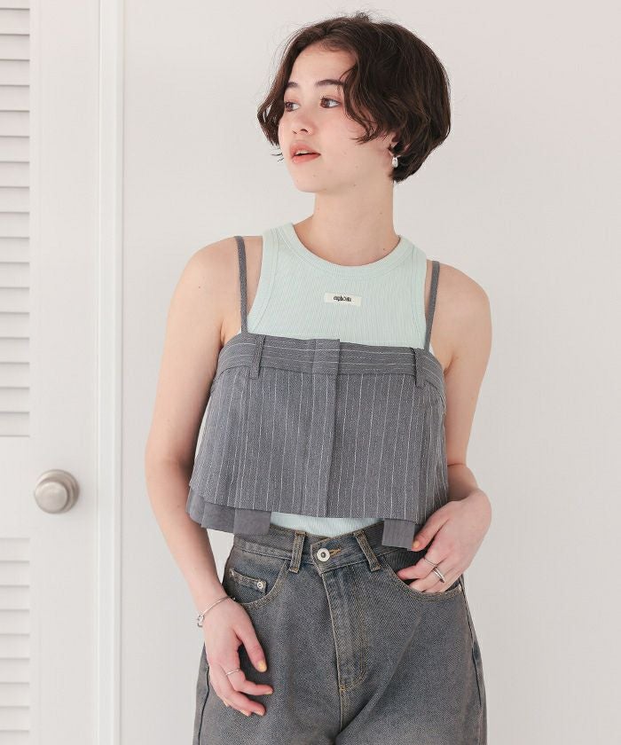 Ameri☆アメスリタンク★新品 セール】MEDI 2WAY DENIM LIKE OVER TANK TOP（タンクトップ）｜Ameri