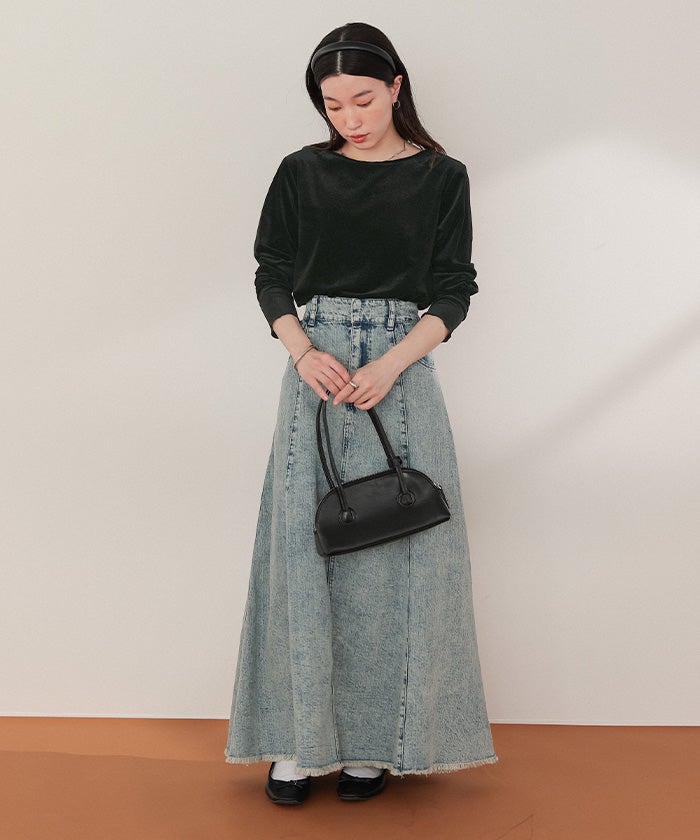 完売品　ベロア　ロンT ブルー feepur（フェピュール） tシャツ シアーベロアロンTee レディース