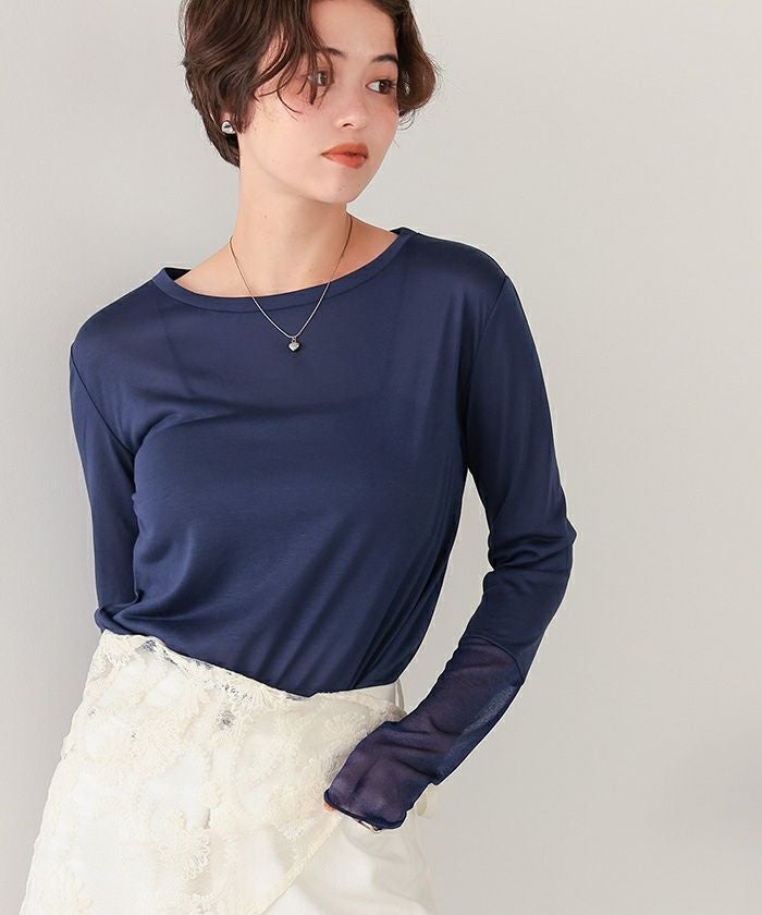 トップス RT 193830 袖切替ロングスリーブシアートップス | titivate