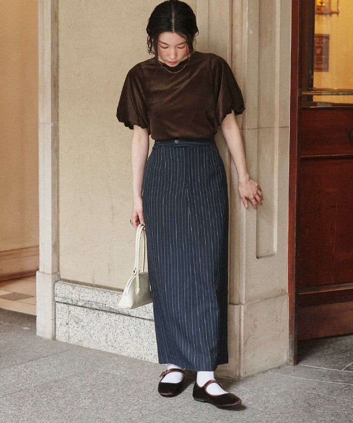 LOEWE バルーン柄プリントロンT ベロア素材 ロングスリーブ ブラック 34 シアーベロアバルーンスリーブトップス | titivate