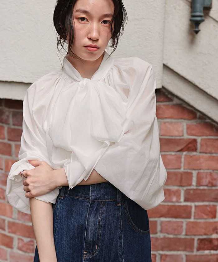 Airy ボウタイ　カットソー 23区｜【UVカット/接触冷感/吸水速乾】ストレッチジョーゼット