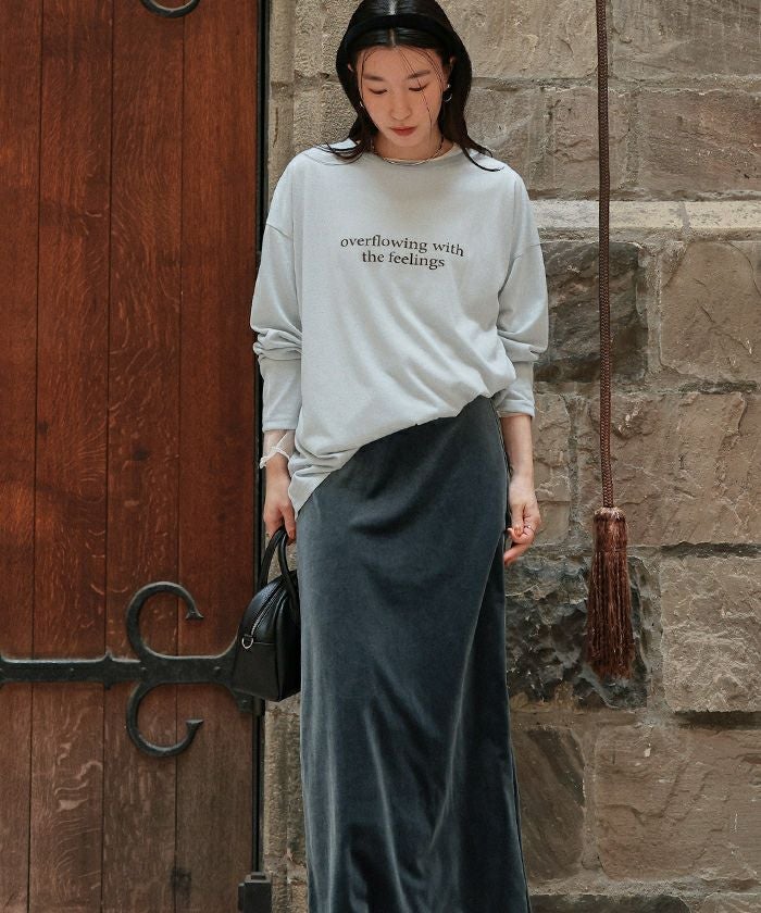 文字プリントシアーロングTシャツ | titivate
