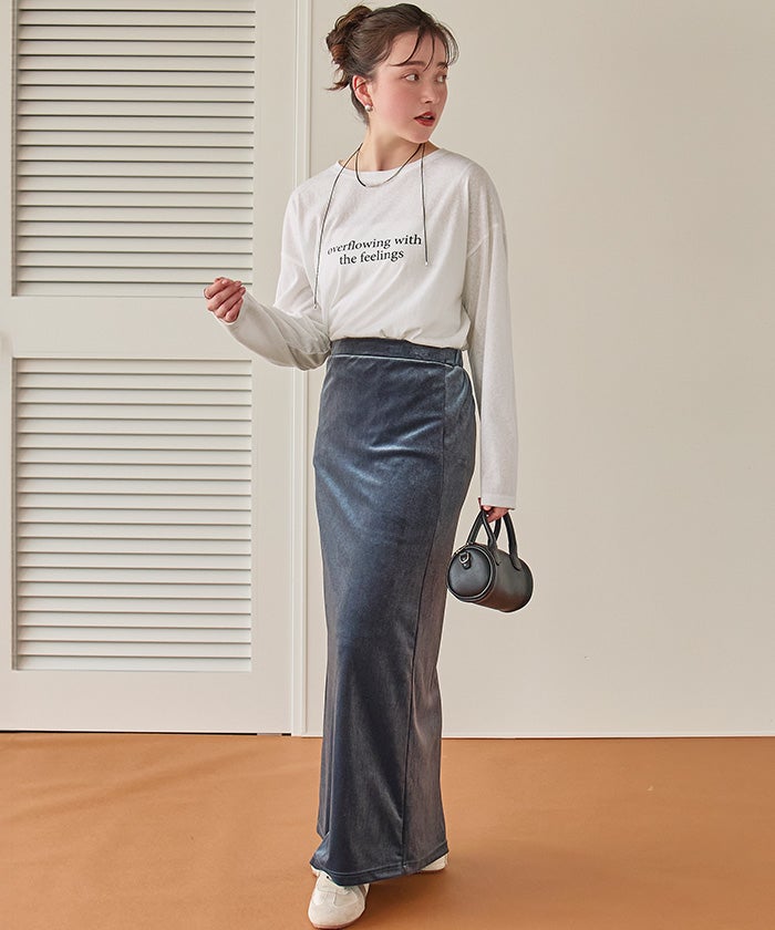 文字プリントシアーロングTシャツ | titivate