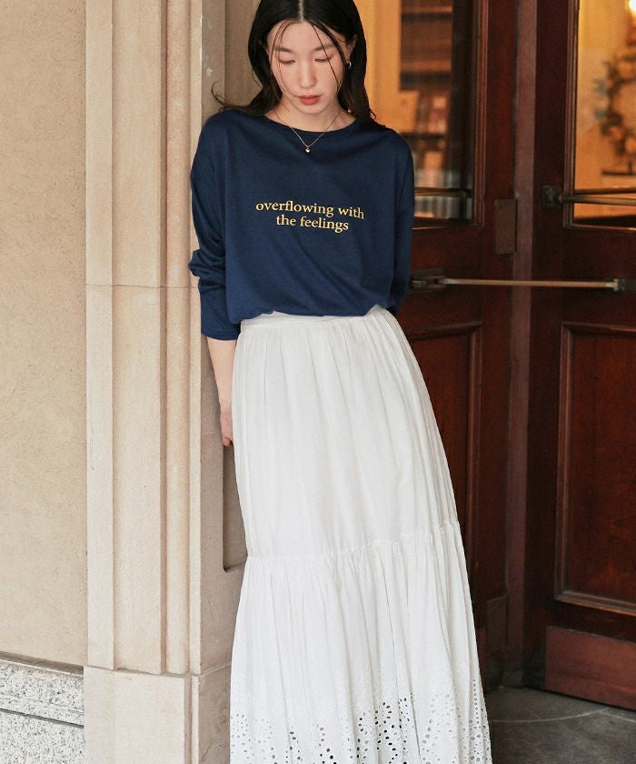 文字プリントシアーロングTシャツ | titivate