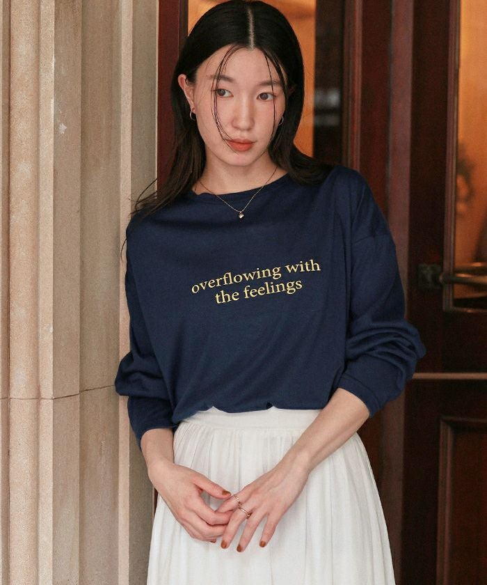 文字プリントシアーロングTシャツ | titivate