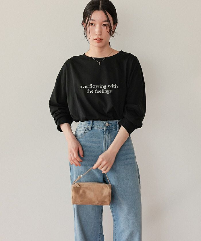 文字プリントシアーロングTシャツ | titivate