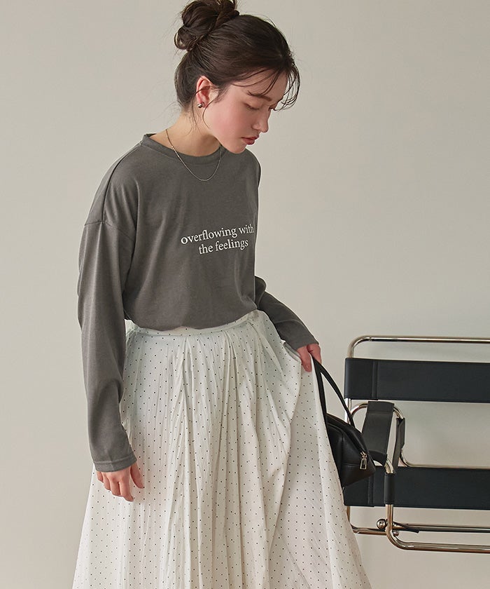 文字プリントシアーロングTシャツ | titivate