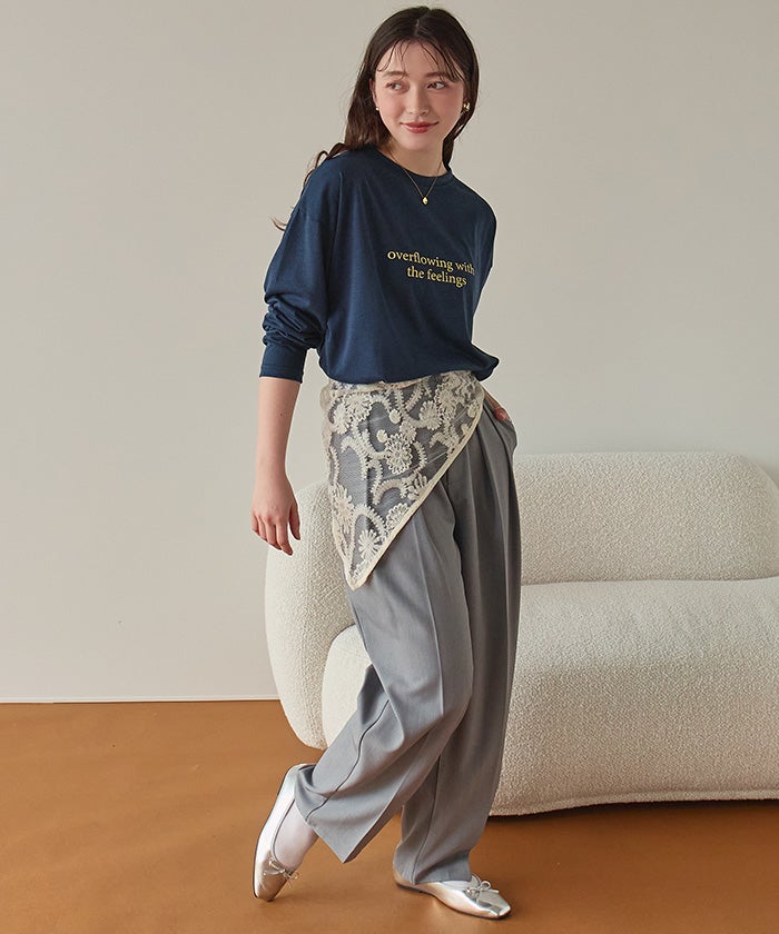 文字プリントシアーロングTシャツ | titivate