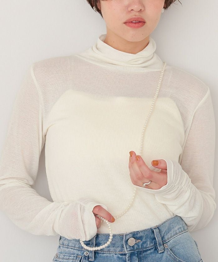 【ブラック】トリコットハイネックシャツ <LADIES LINE> (LADIES) Girlfriend Turtleneck - Turtlenecks - Fuchsia | Soft Goat