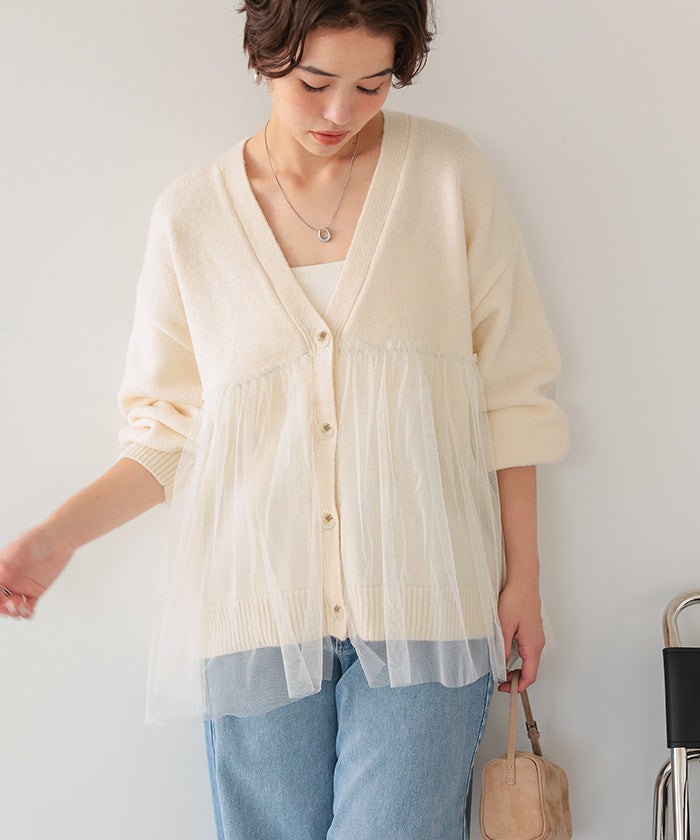チュールで包んだカーディガン 3.20 new release & restock ▪︎チュールカーディガン ㅤ ¥6,300+tax