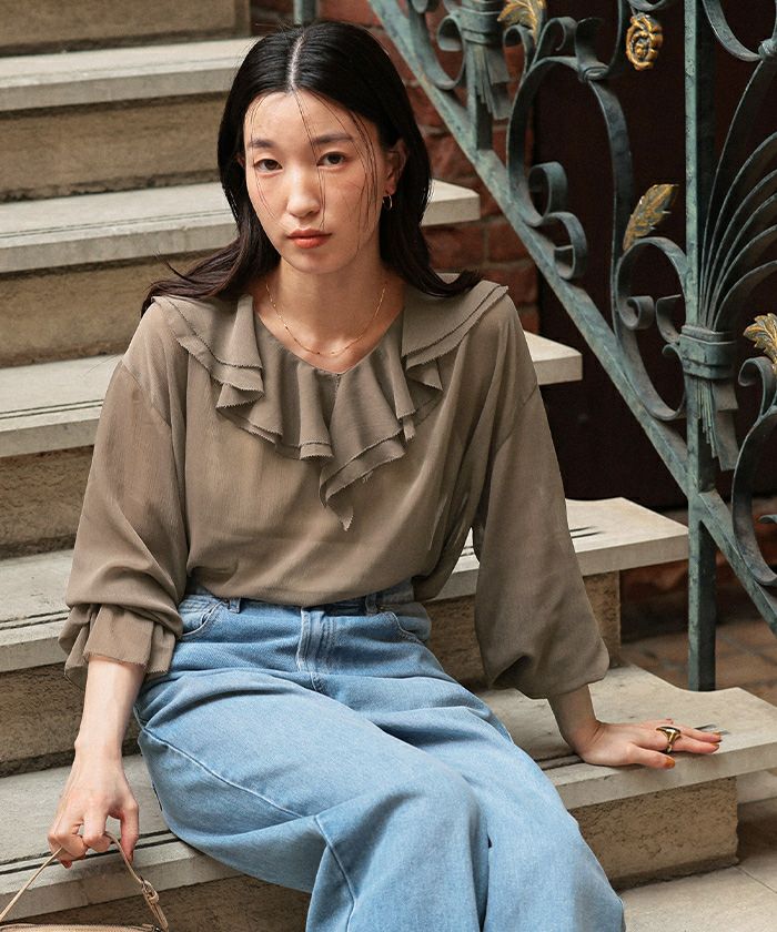 本日のみ　格安　マーロンエノンフィ  ラッフルフリルタイシャツ 000000114680-23.jpg?size=l&w=