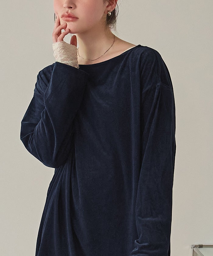 シアーベロアオーバーサイズロングTシャツ | titivate