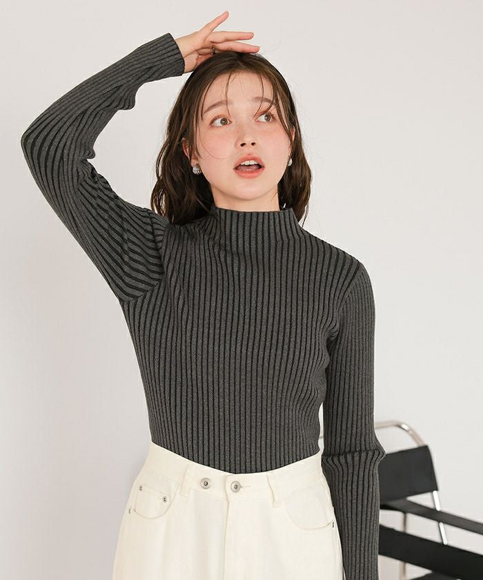 チーボー様 ROPE ボトルネック ニット ウォッシャブルボトルネック配色デザインニット | titivate