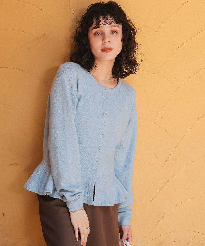 カーディガン 2WAY RUFFLE KNIT TOP Ameri（アメリ）の「2WAY RUFFLE KNIT TOP（ニット/セーター）」 - WEAR