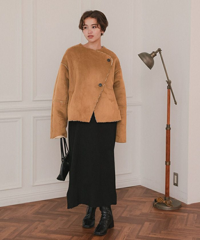 4日まで値下げ✧︎JOURNAL STANDARD☺︎フェイクムートンコート フェイクムートンノーカラージャケット | titivate