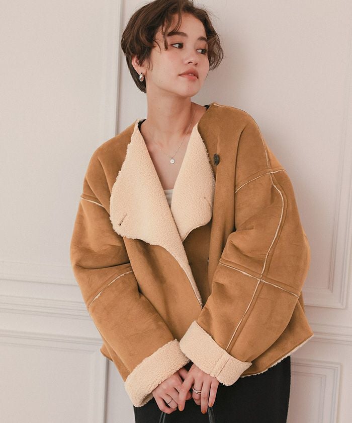 【セール】Jewel Changes　フェイクムートンノーカラーコート　"M" Jewel Changes（ジュエルチェンジズ）の「JC フェイクムートン ノー