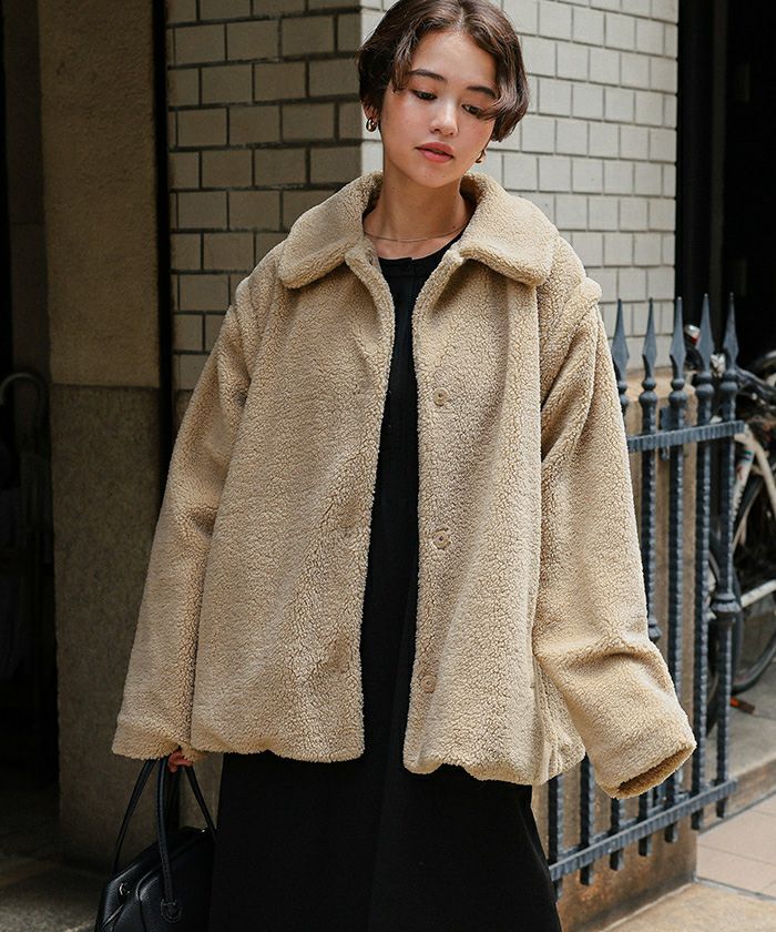 titivate ボアコート 美品 今期人気商品 ボア切替キルティングショートコート | titivate