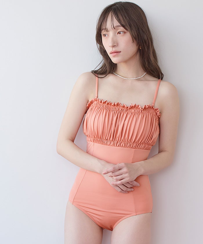 フリルギャザーデザインワンピース/水着【SEADRESS シードレス