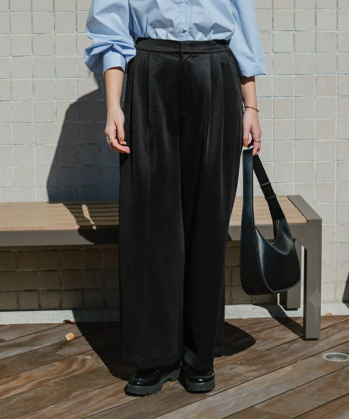 Bibiy VIVIANA PANTS ワイドタック パンツ ブラック ◇mizuiro ind(ミズイロインド) wide tuck PT /ワイドタックパンツ