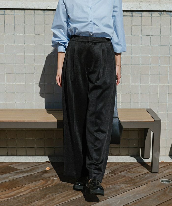 ストレッチ美脚タックワイドパンツ | titivate