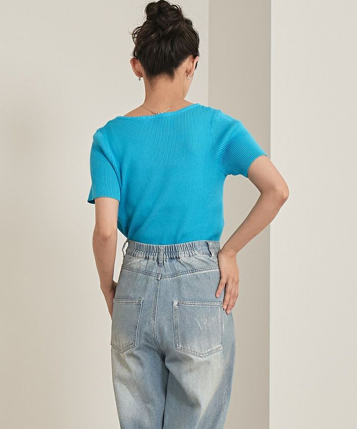 ウェーブネックライン半袖トップス【miette ミエット】 | titivate
