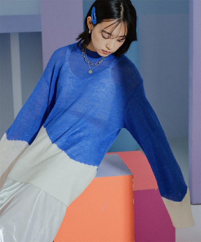 ニュアンスラインバイカラーニット【miette ミエット】 | titivate