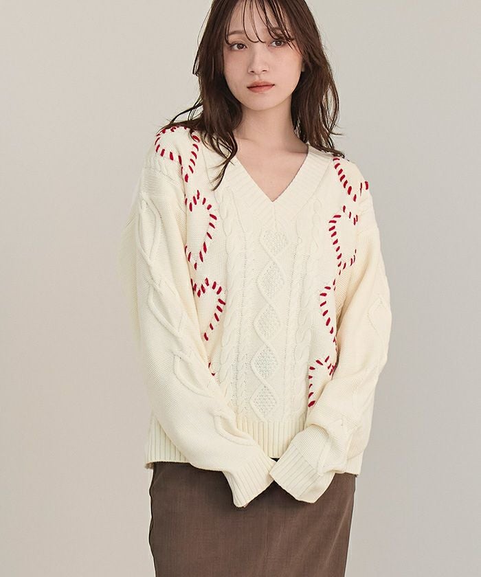 ★TV衣装★　miette　配色ステッチケーブル編みニット miette（ミエット）の「配色ステッチケーブル編みニット（ニット