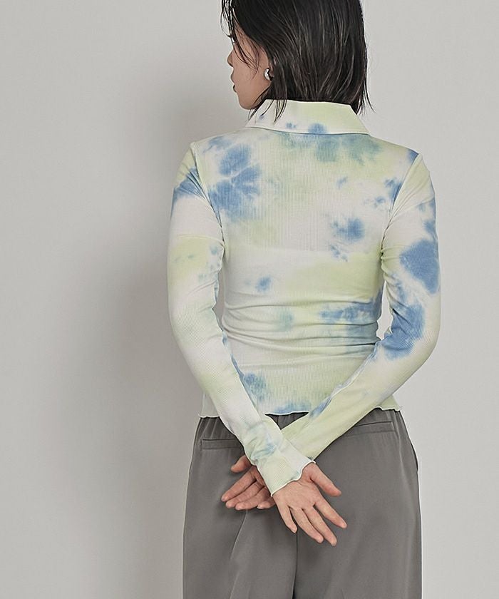フロントボタンムラ染めリブトップス【miette ミエット】【メール便可