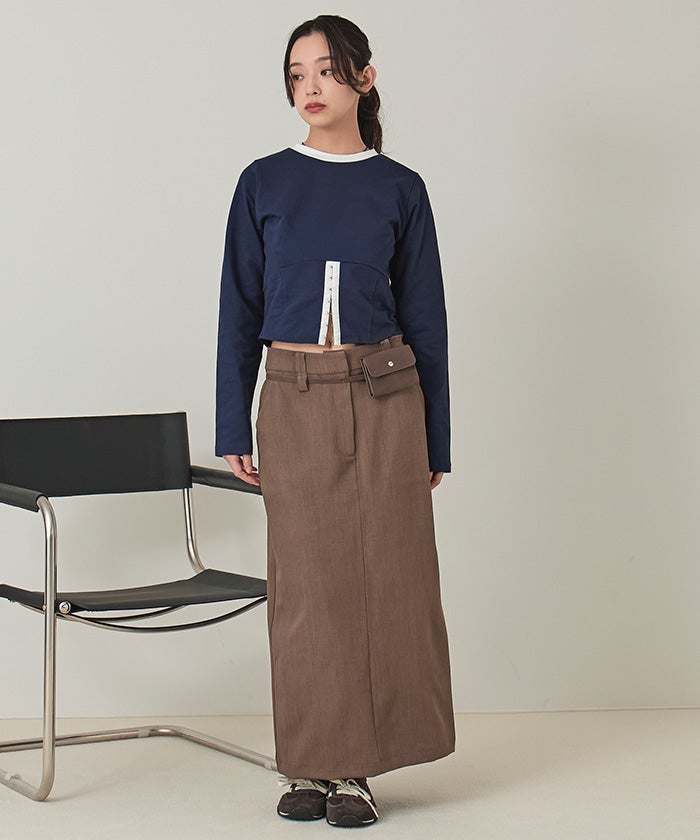 美品✨MEER. メーア　コルセットデザイントップス コルセットデザインミニ裏毛トップス【miette ミエット】【メール便可