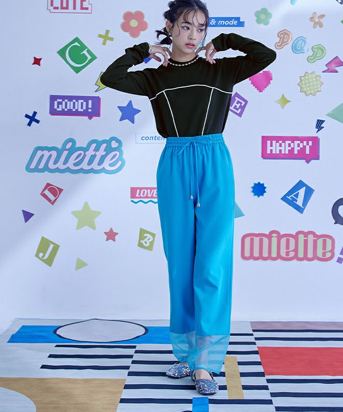 配色ラインデザインニットトップス【miette ミエット】 | titivate