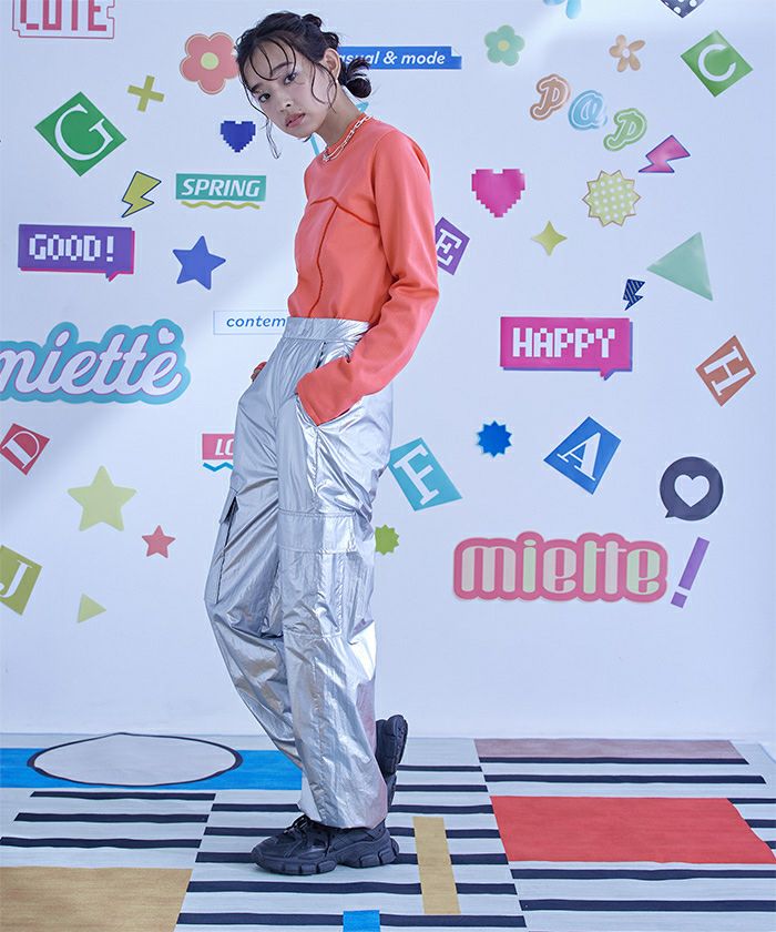 配色ラインデザインニットトップス【miette ミエット】 | titivate