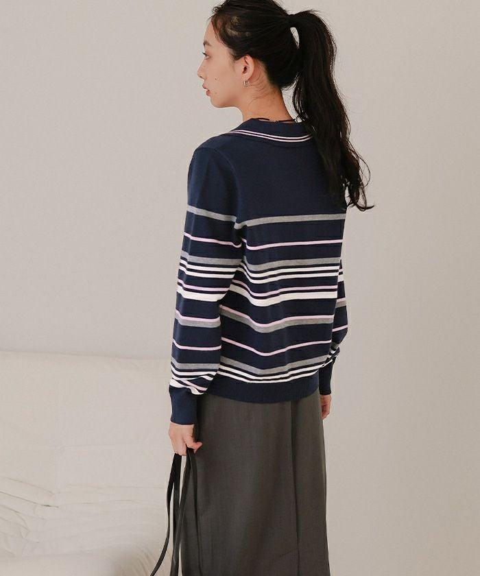 スキッパーマルチボーダーニット【miette ミエット】 | titivate
