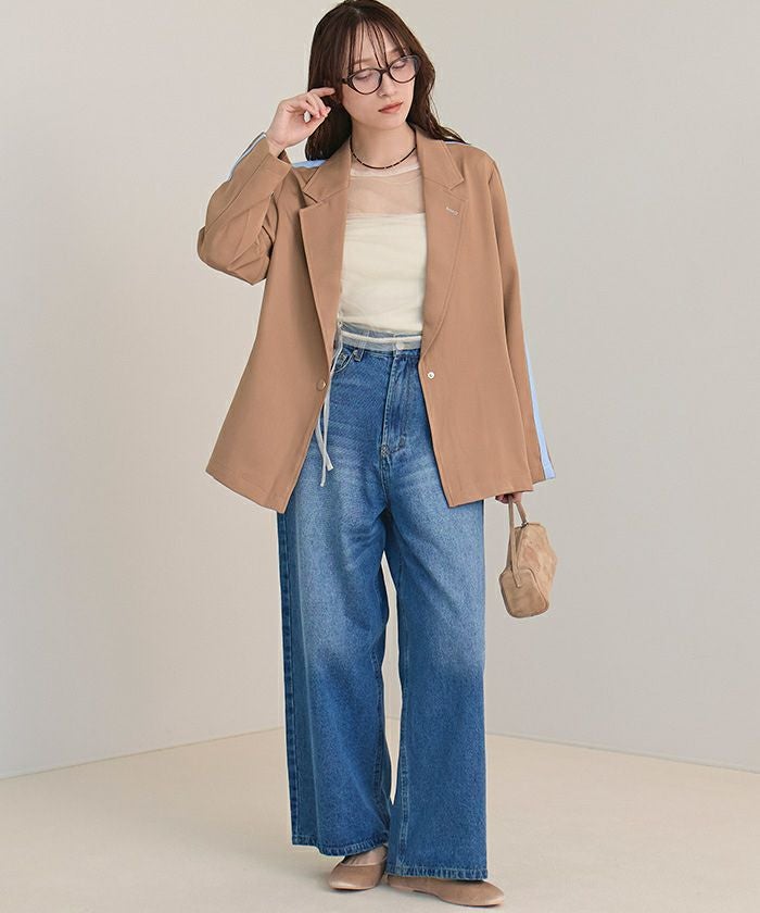チュールフロントシャーリングトップス【miette ミエット】【メール便