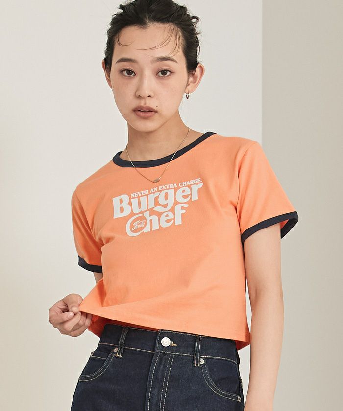 ロゴプリントクロップドTシャツ【miette ミエット】【メール便可／50