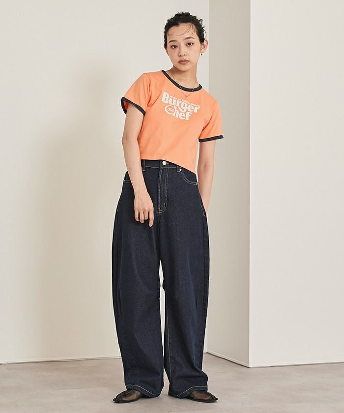 ロゴプリントクロップドTシャツ【miette ミエット】【メール便可／50
